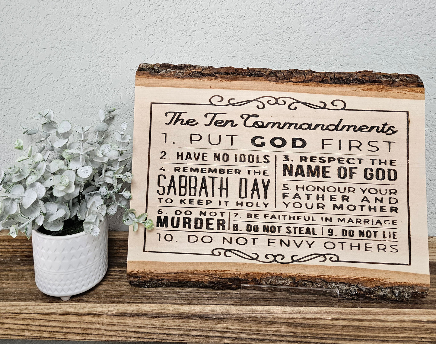 Ten Commandments Wooden Tablet