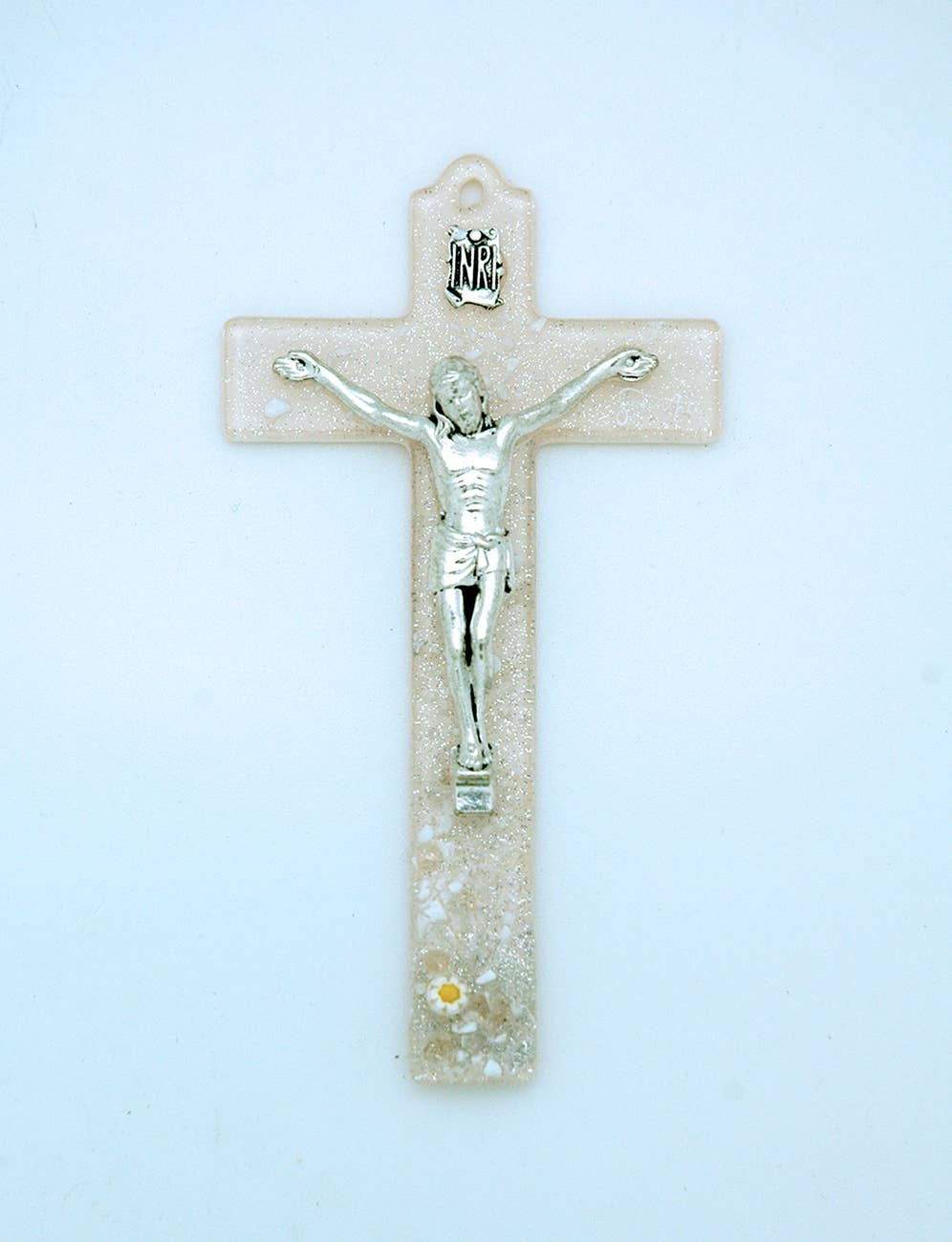 Pink Daisy Crucifix