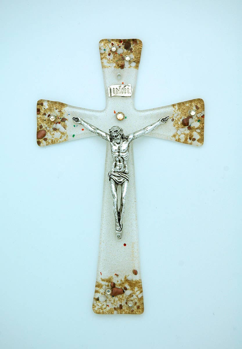 Gold & Copper Murano Glass Crucifix