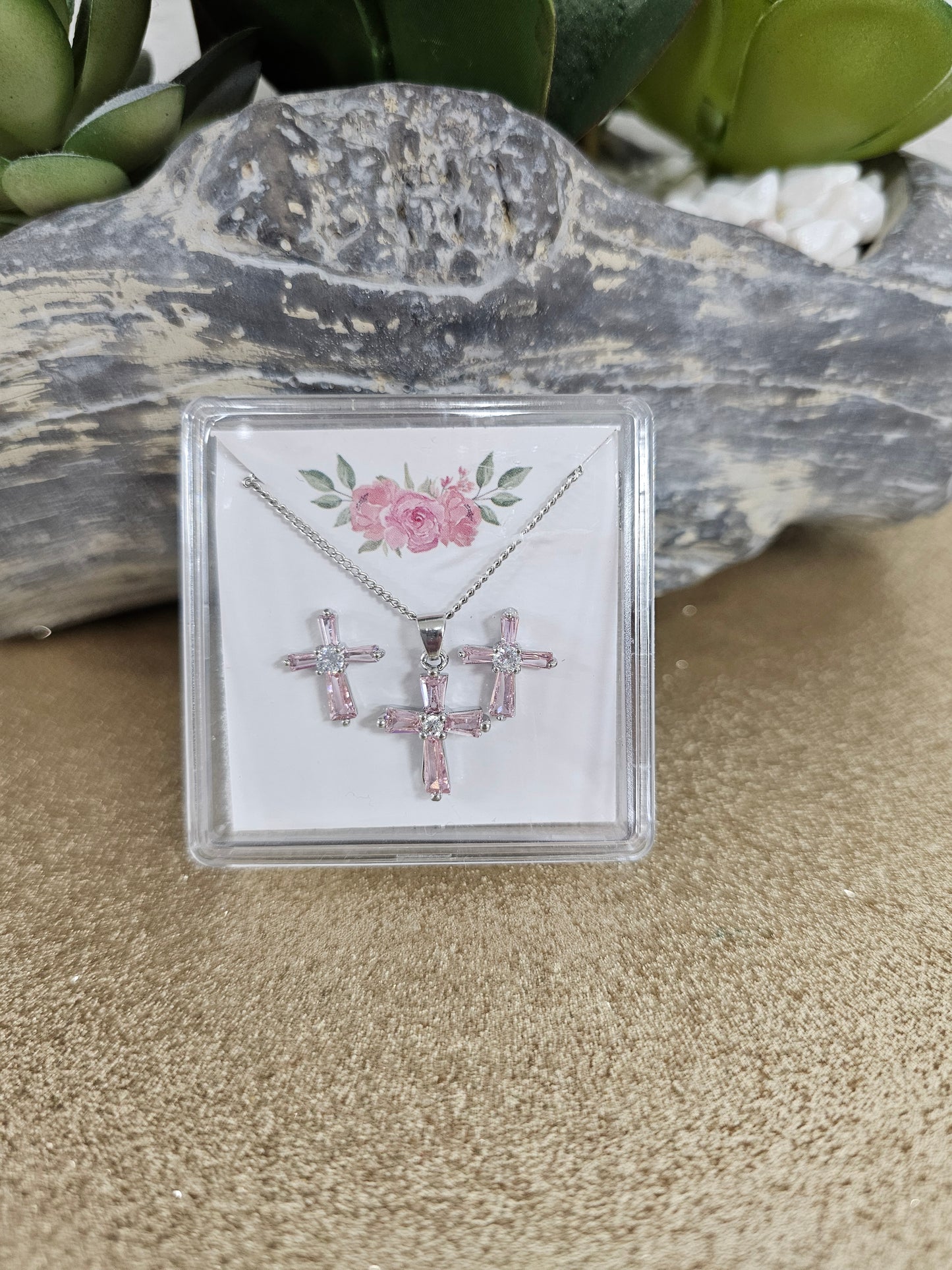 Pink Baguette Cross Set