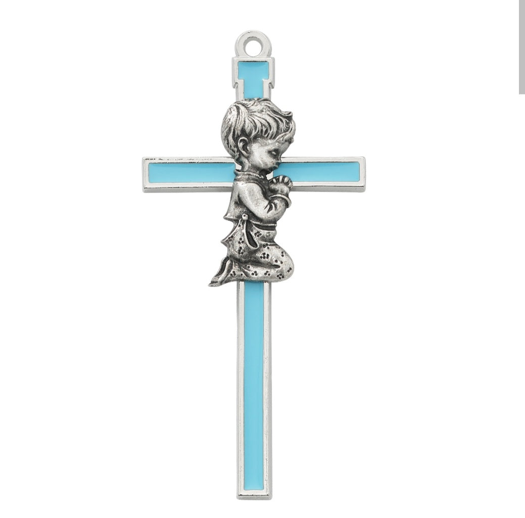 Praying Boy Blue Cross