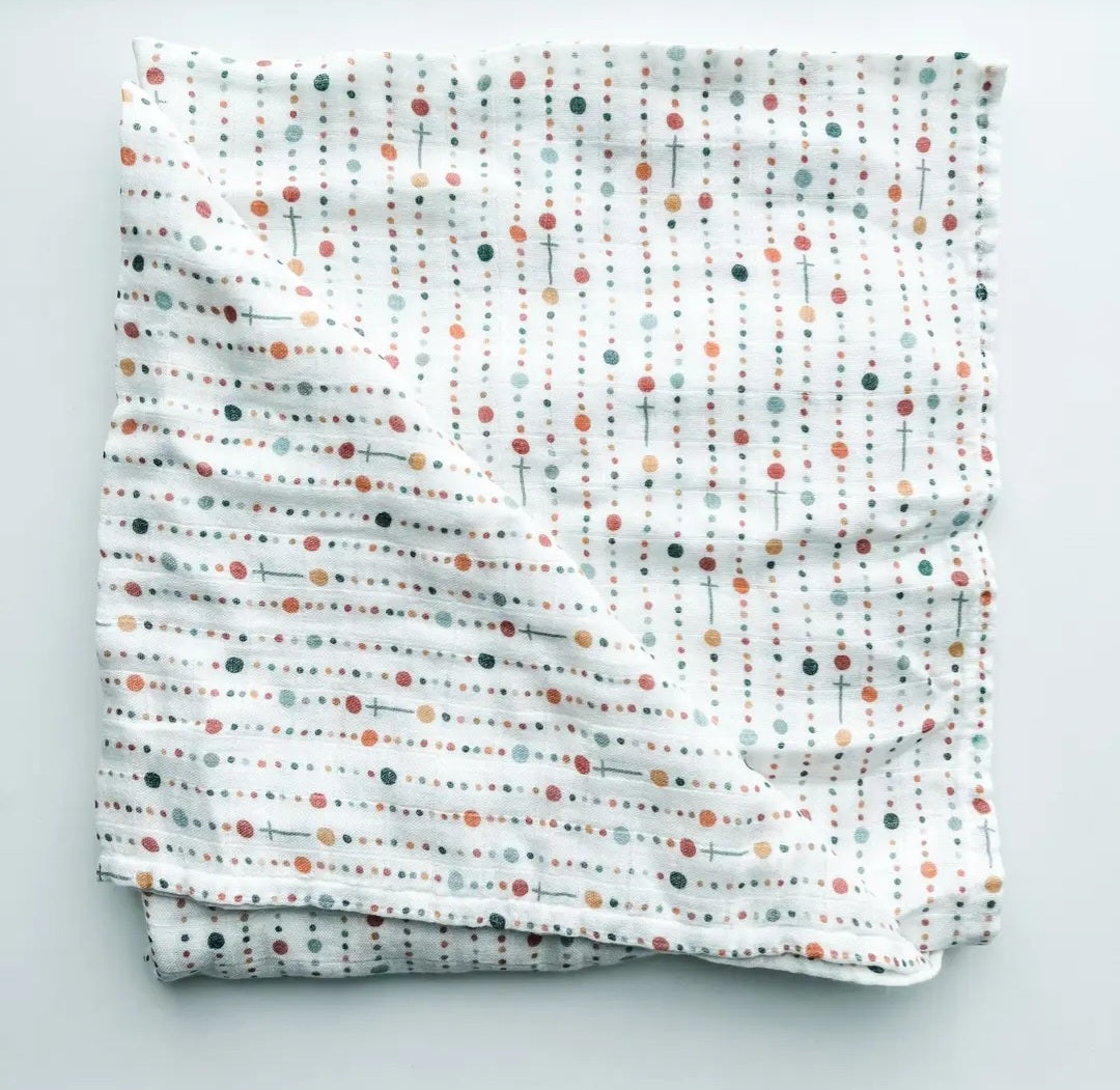 Rosary Dots Swaddle Blanket