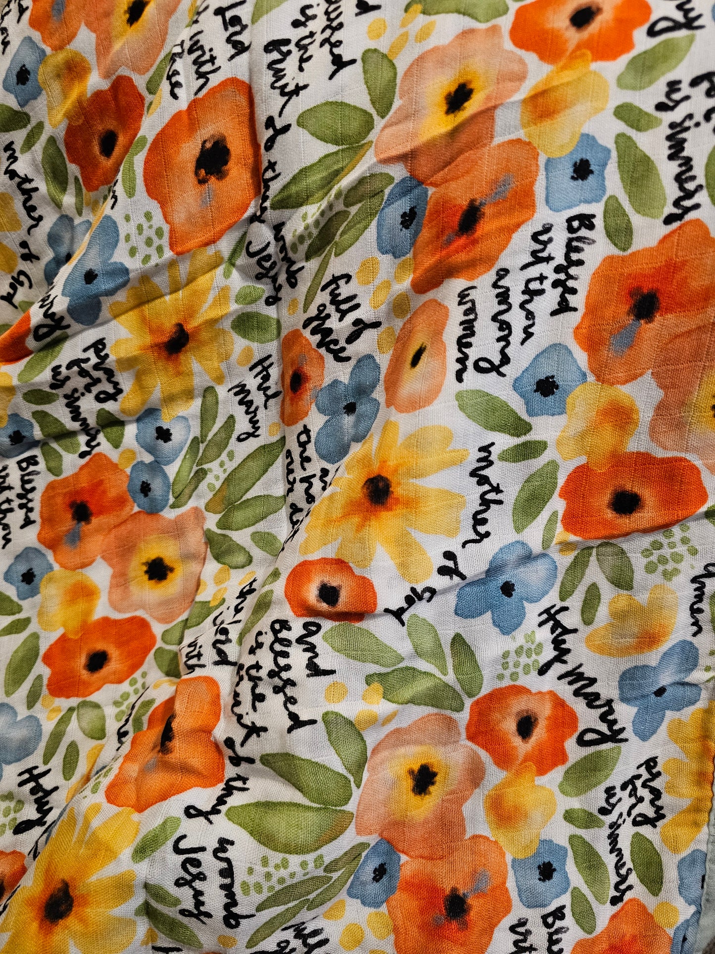 Watercolor Hail Mary Luxury Double Sided Muslin Catholic Blanket