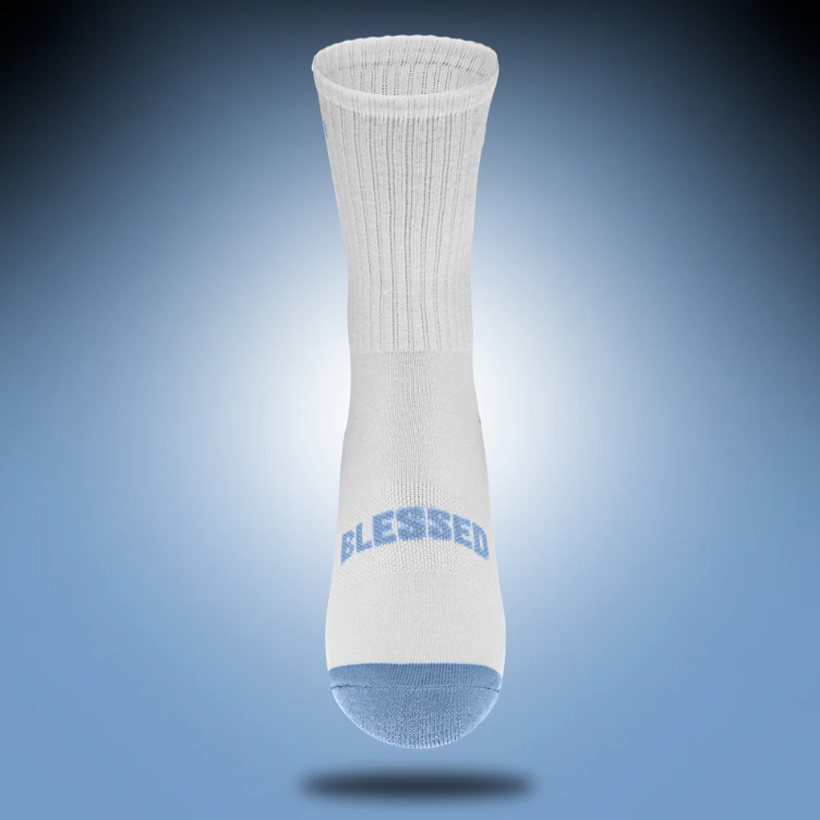Blessed | White + Skyfall Crew | Pathos Socks