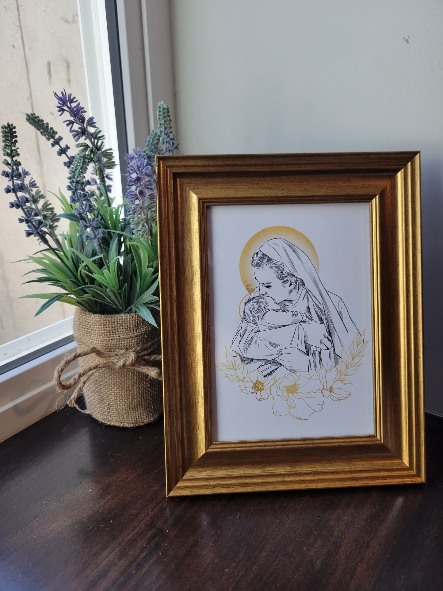 Mary and Baby in Heaven Framed Print