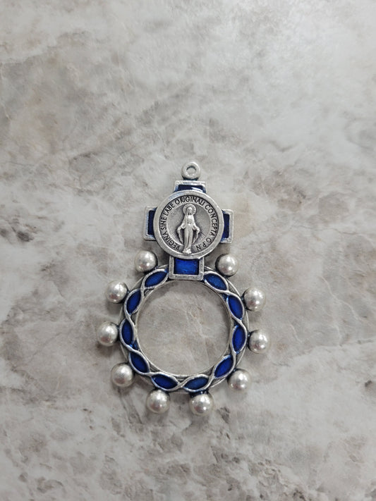 Blue Miraculous Rosary Ring