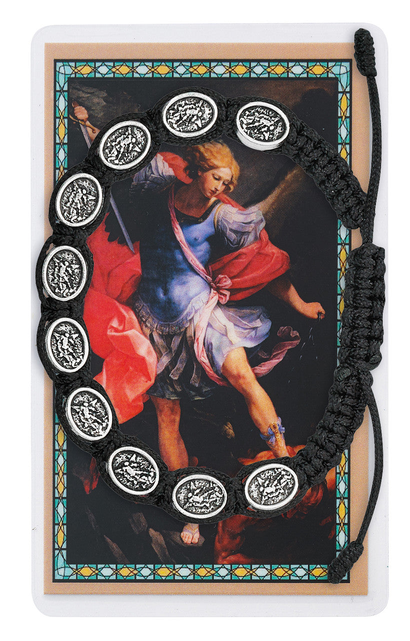 Black Corded St. Michael Bracelet