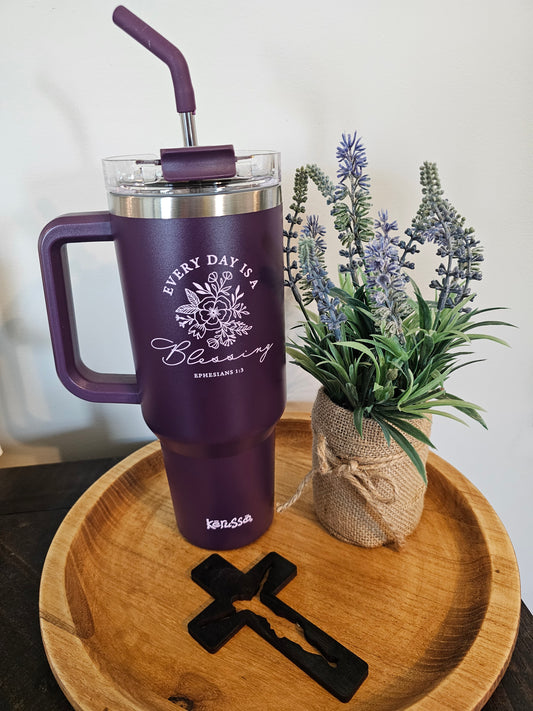 Blessing 40 oz Stainless Steel Mug with Straw