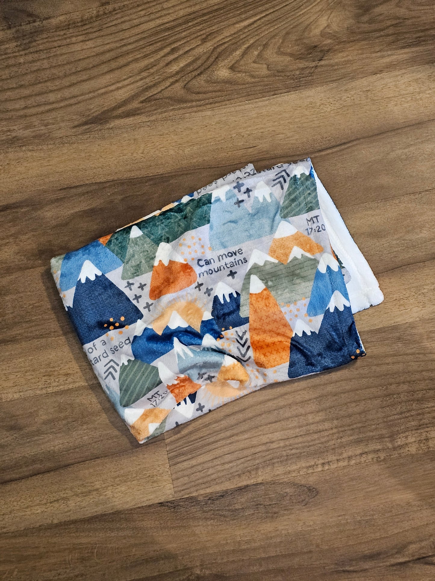 Faith Moves Mountains Minky Blanket