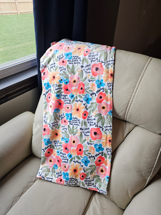 Floral Watercolor Hail Mary Minky Blanket