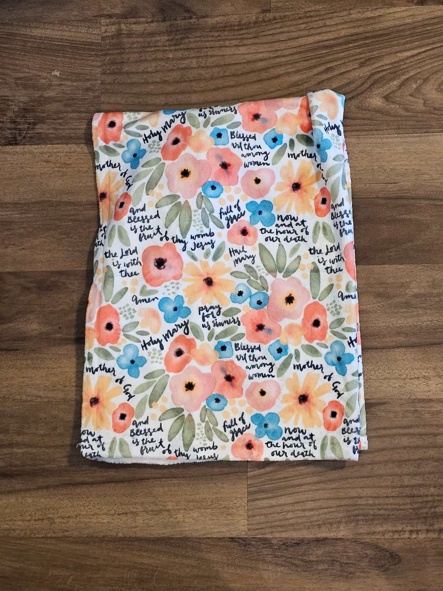 Floral Watercolor Hail Mary Minky Blanket