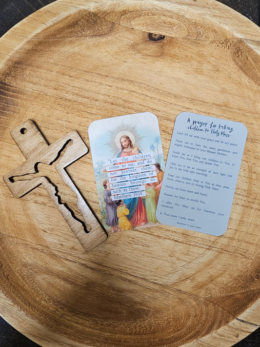 A Prayer for Taking Children to Holy Mass Prayer Card