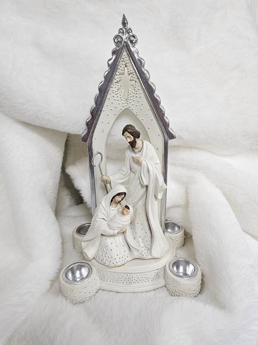 Silver Holy Family Advent Wreath