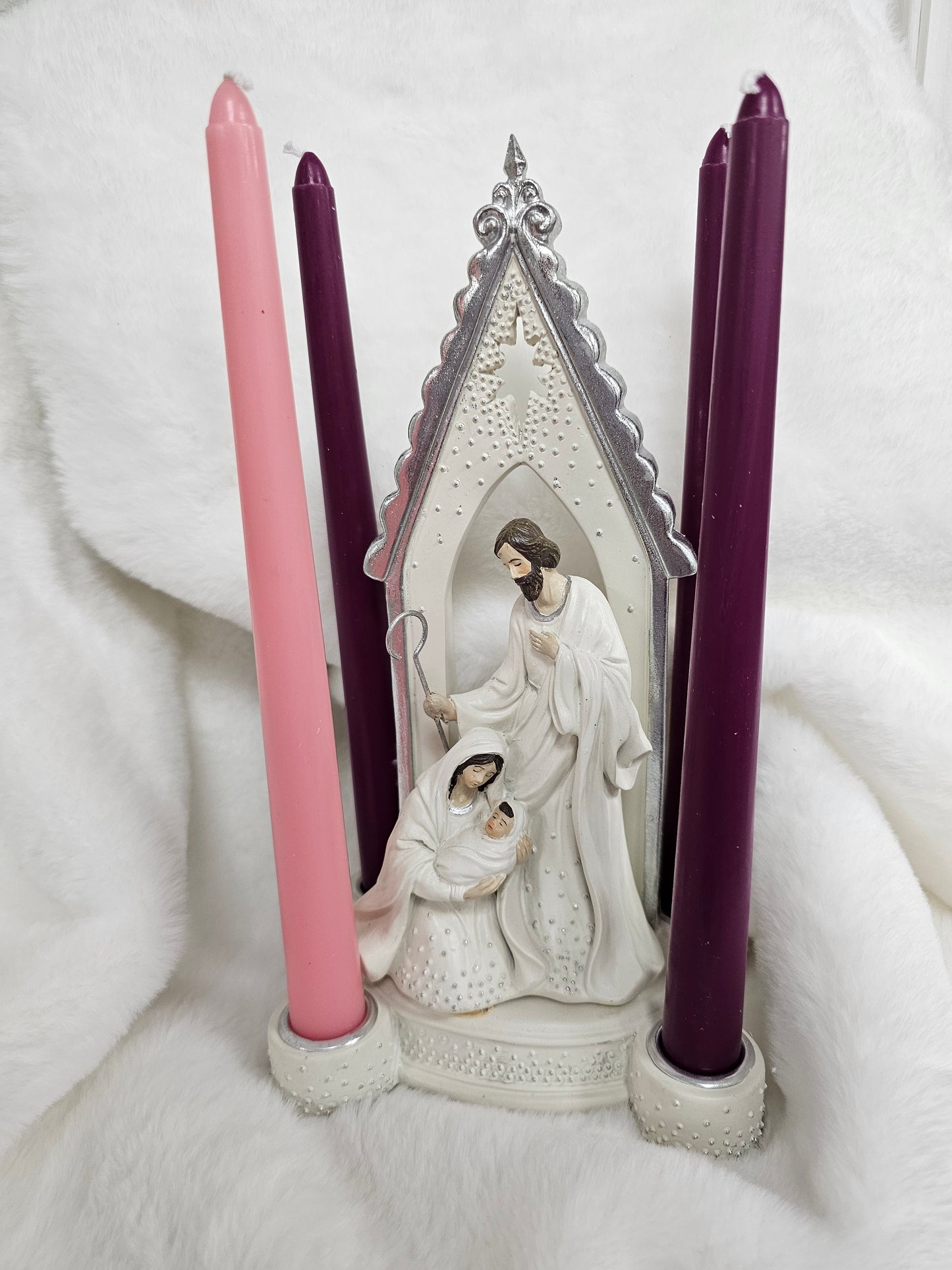 Silver Holy Family Advent Wreath