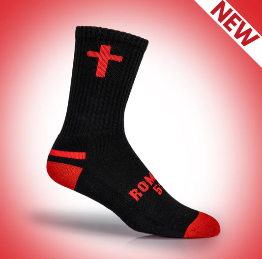 By His Blood | Red + Black Crew | Pathos Socks