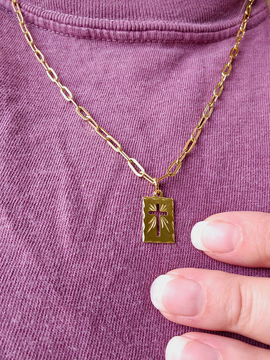 Hollow Cross Tab Pendant