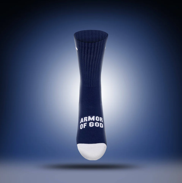 Armor of God | Navy + White Crew | Pathos Socks