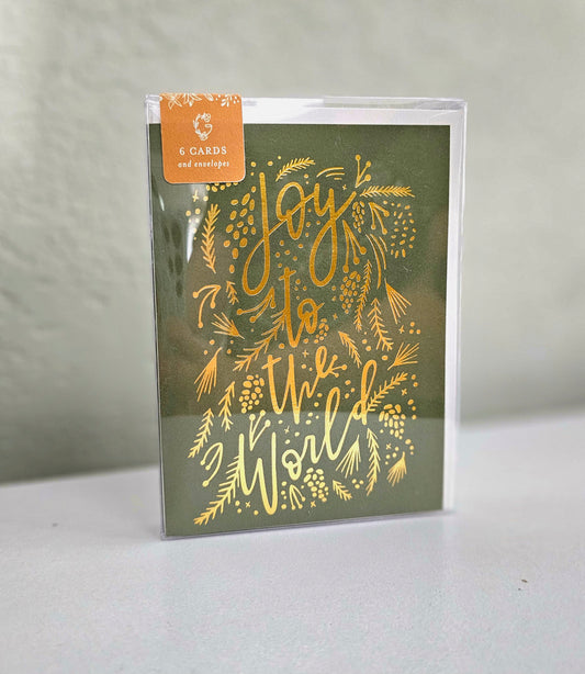 Gold Foil Joy to the World Christmas Card Set