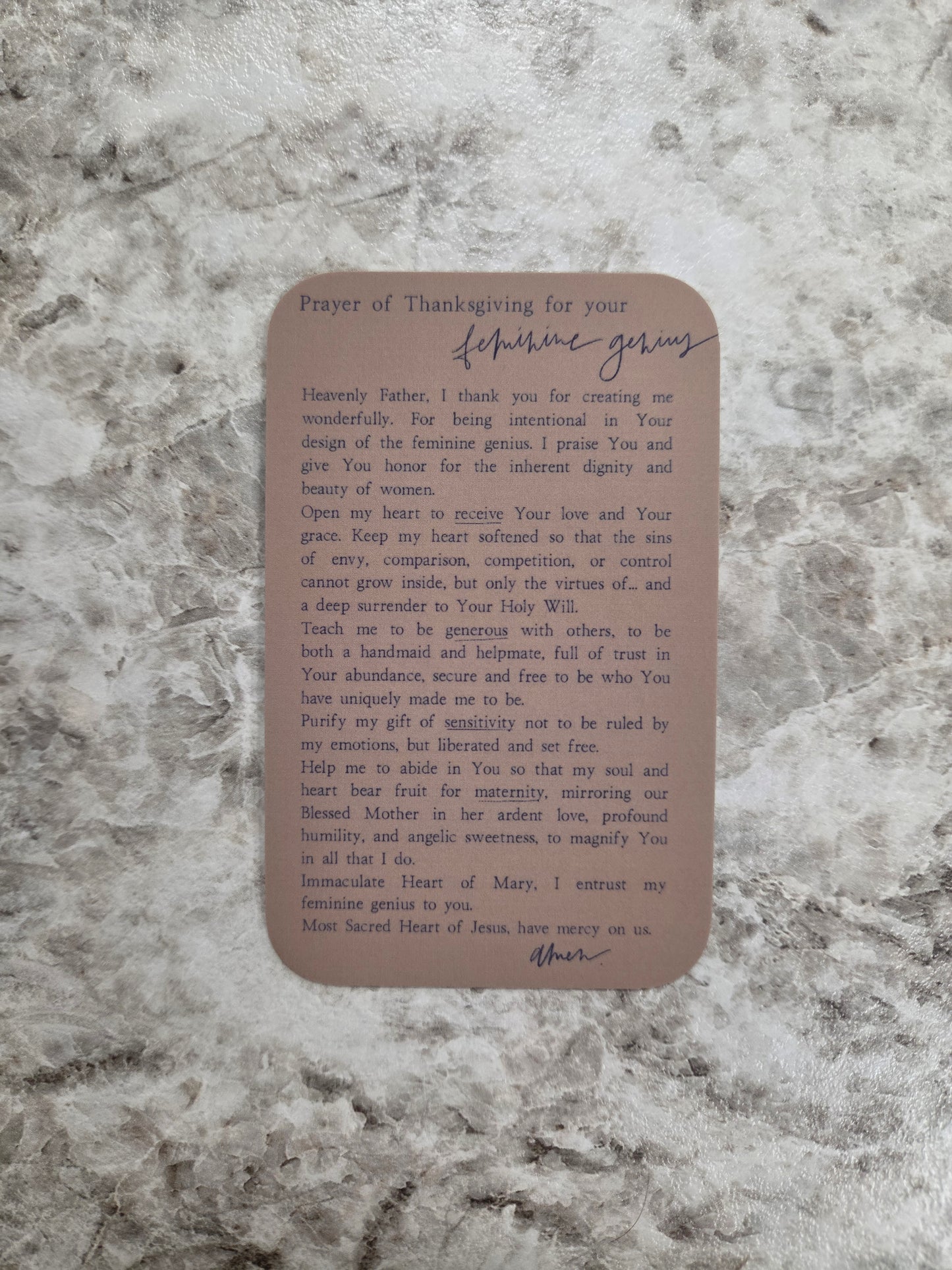 Prayer of Thanksgiving for your Feminine Genius Prayer Card