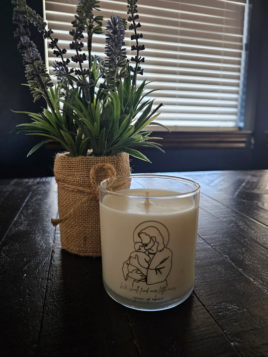 Infant Loss/ Miscarriage Candle “We Shall Find Our Little Ones Again Up Above”
