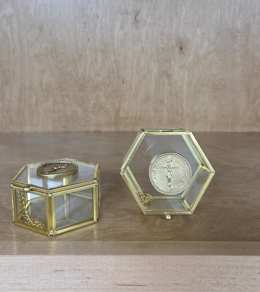 Crucifix Glass Jewelry Box