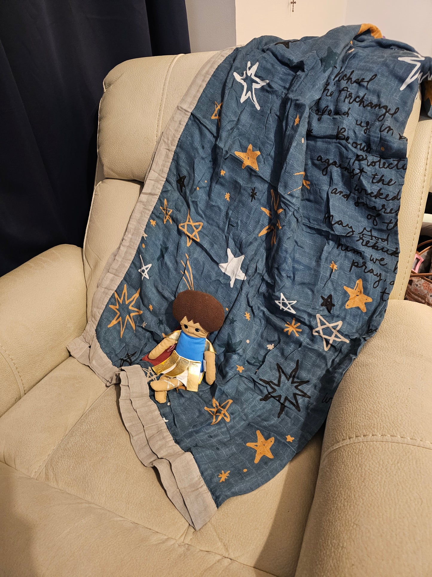 St. Michael Prayer Luxury Double Sided Muslin Catholic Blanket