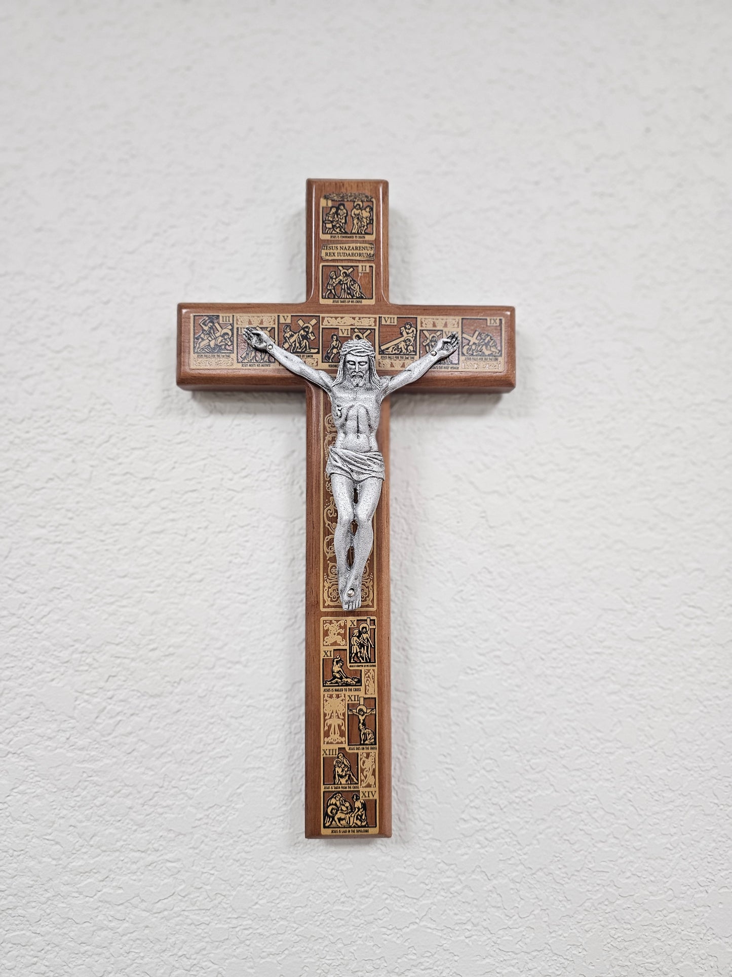 12" Walnut Stations of the Cross Crucifix