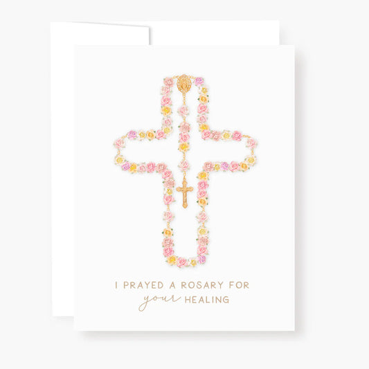 Rosary Card | Rosary of Roses Cross | Get Well