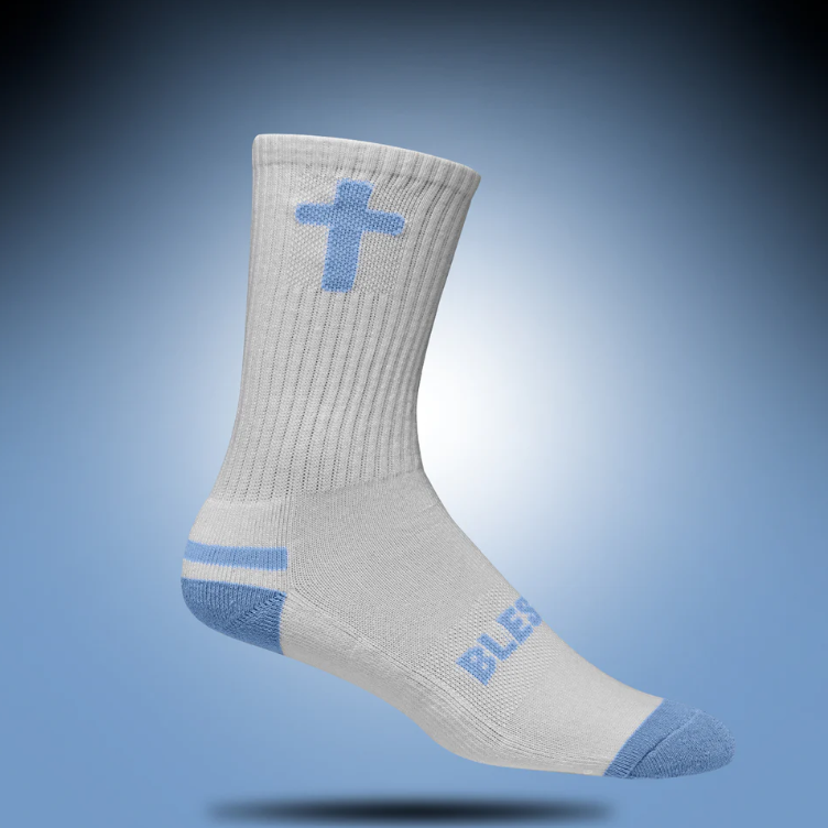 Blessed | White + Skyfall Crew | Pathos Socks