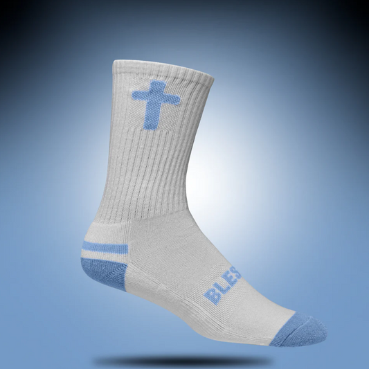 Blessed | White + Skyfall Crew | Pathos Socks