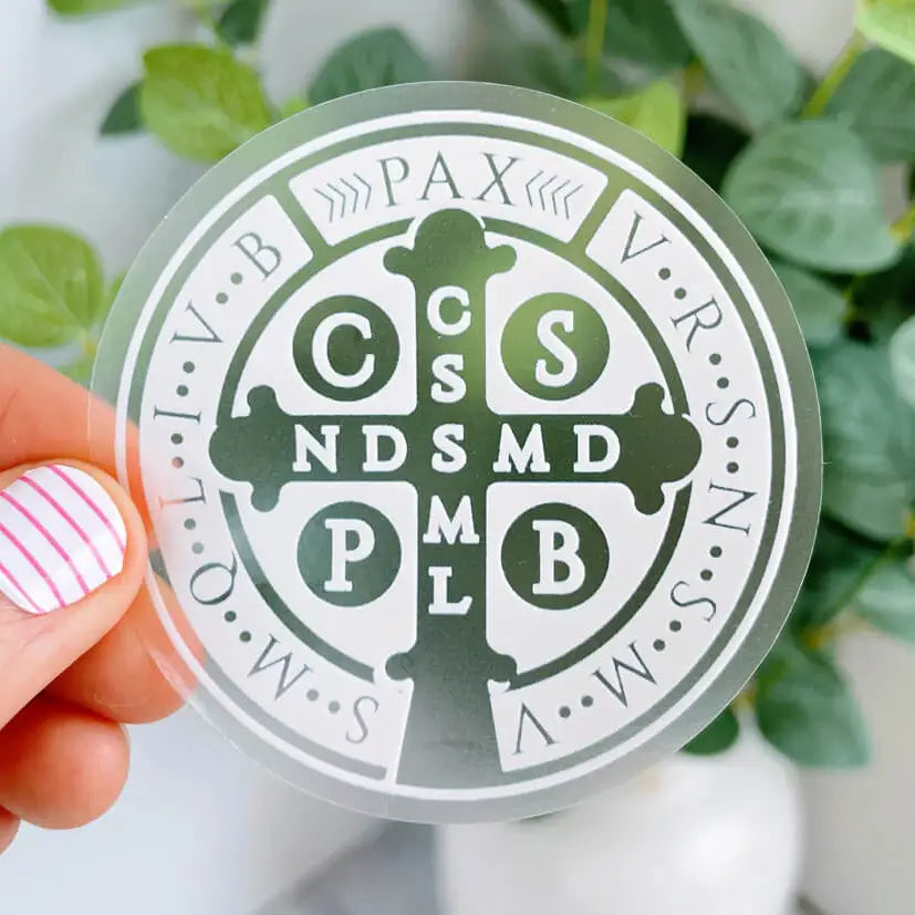 Clear St. Benedict Medal Vinyl Sticker