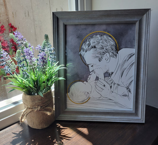 Joseph and Baby Jesus framed print