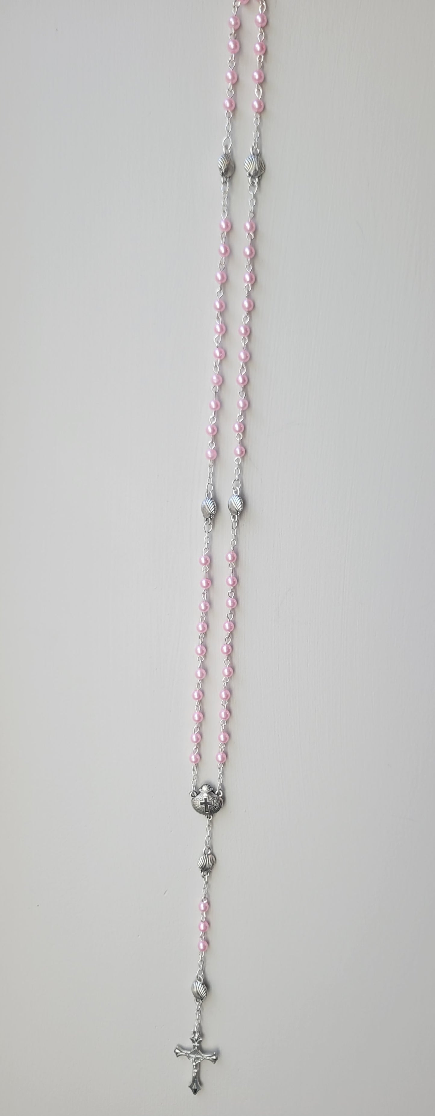 Pink Pearl Baptism Rosary