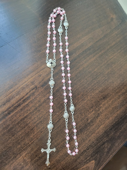 Pink Pearl Baptism Rosary