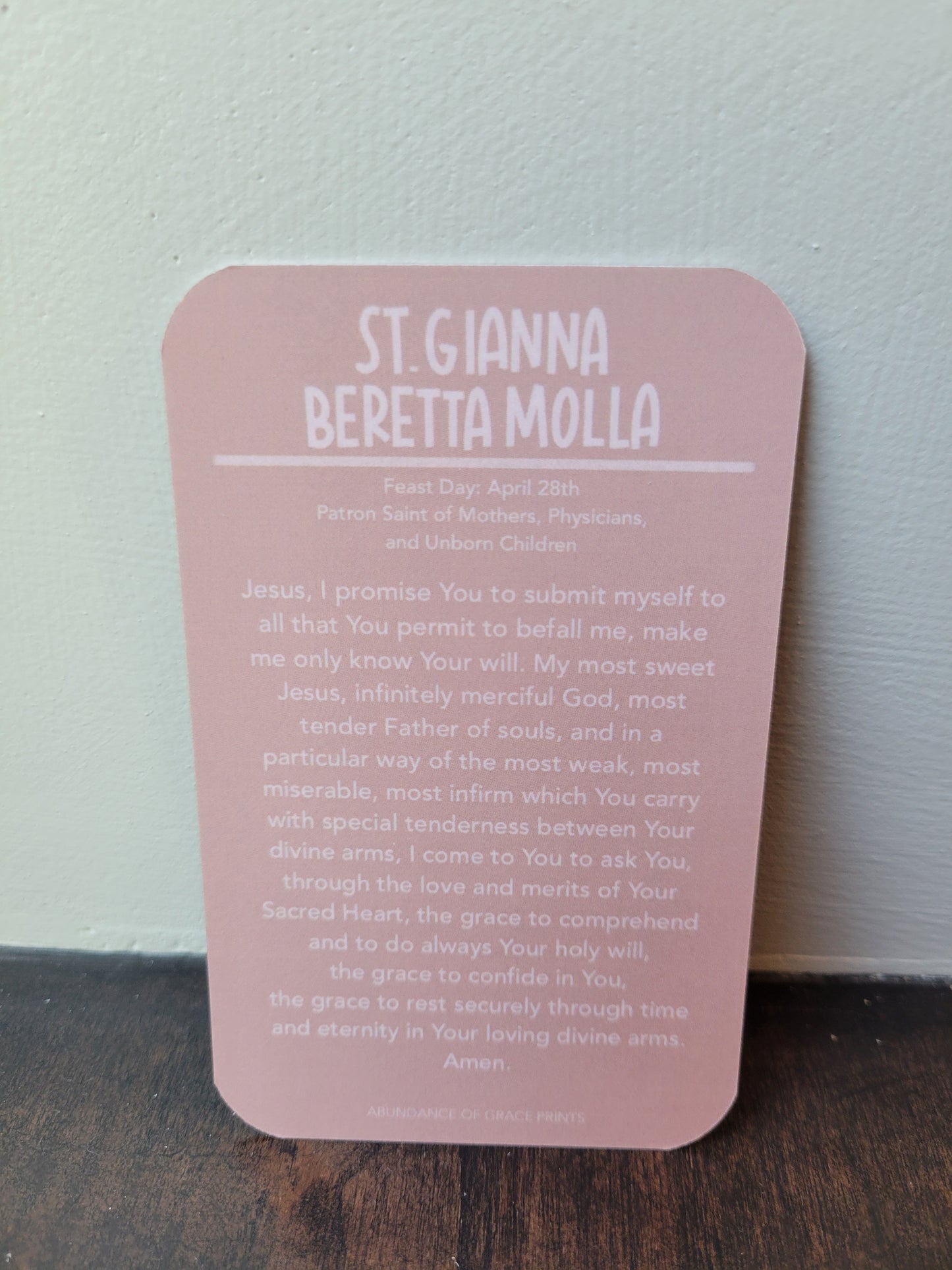 St.  Gianna Beretta Molla Prayer Card