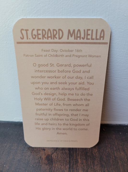 St. Gerard Majella Prayer Card