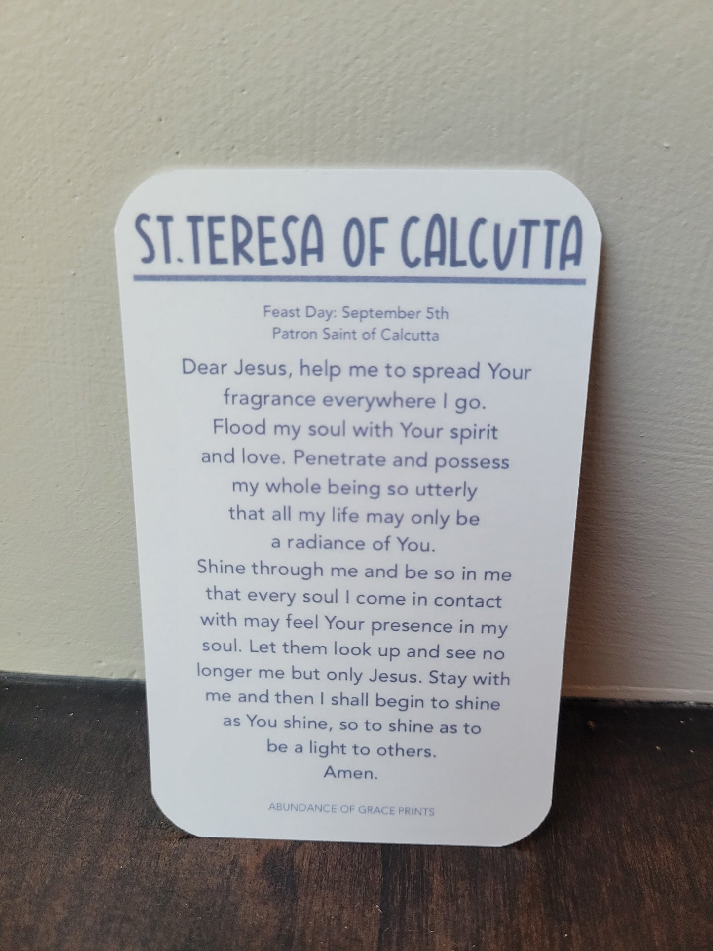 St. Teresa of Calcutta Prayer Card