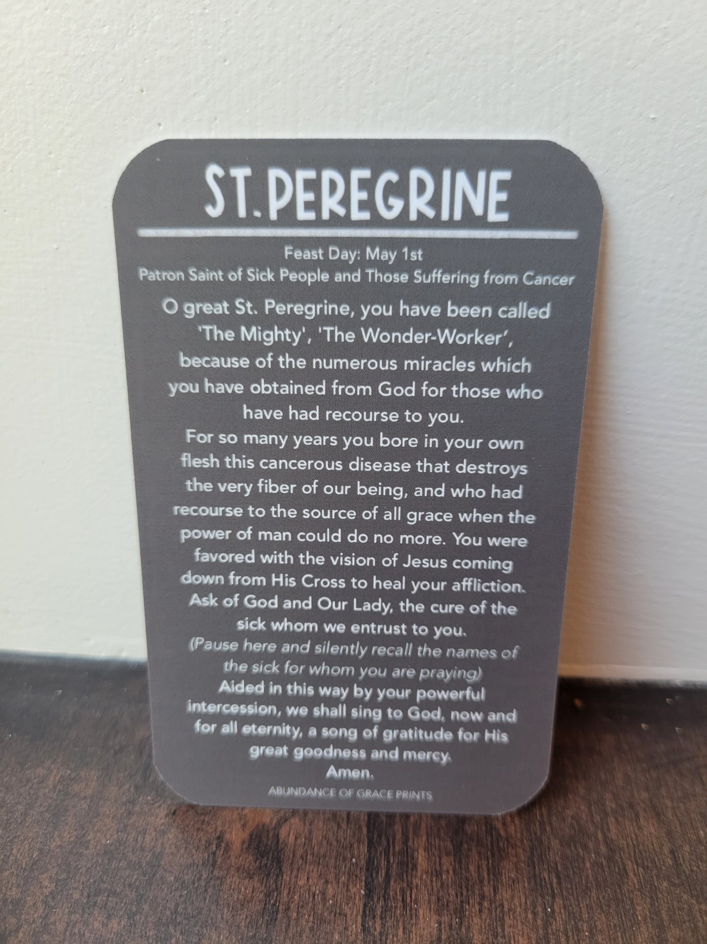 St. Peregrine Prayer Card