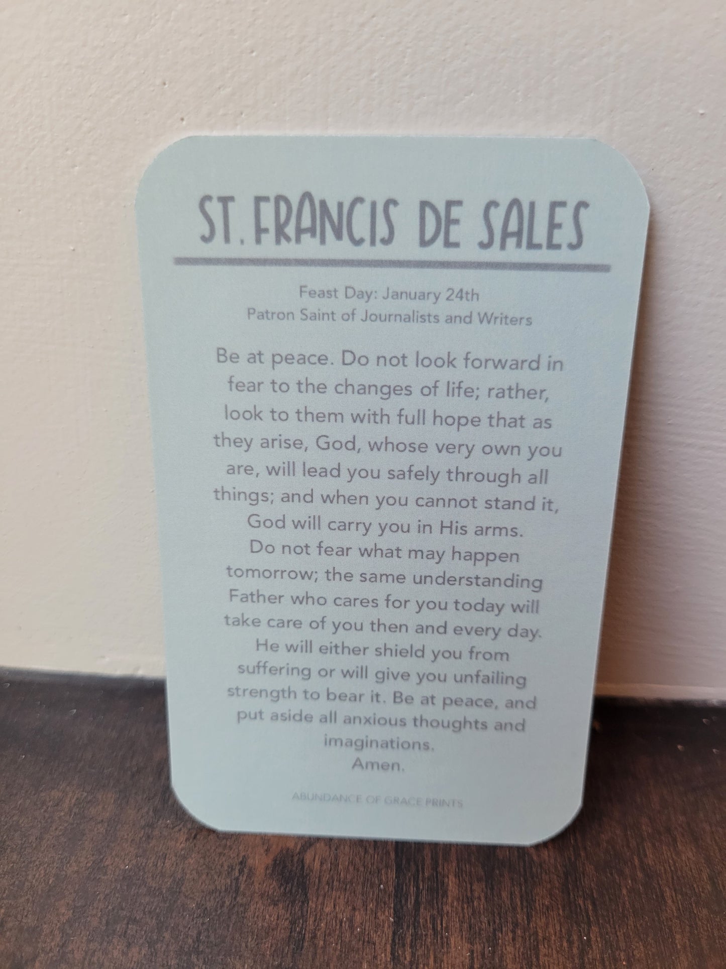 St. Francis de Sales Prayer Card