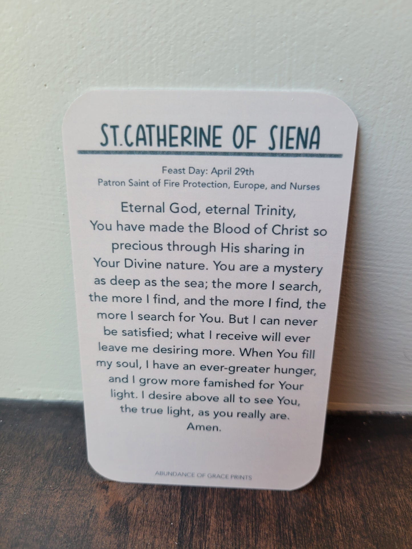 St. Catherine of Siena Prayer Card