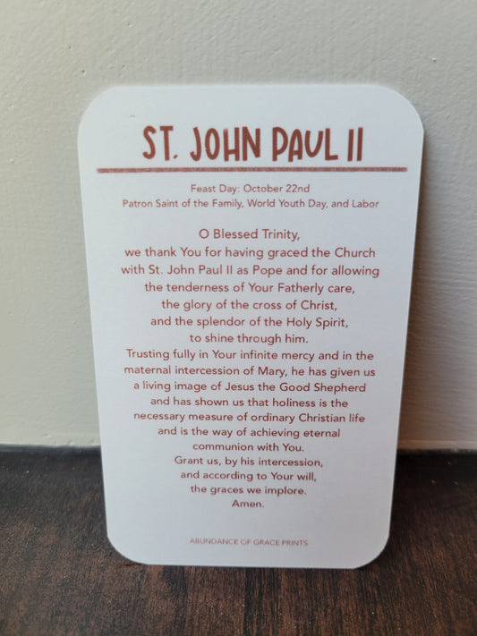 St. John Paul II Prayer Card