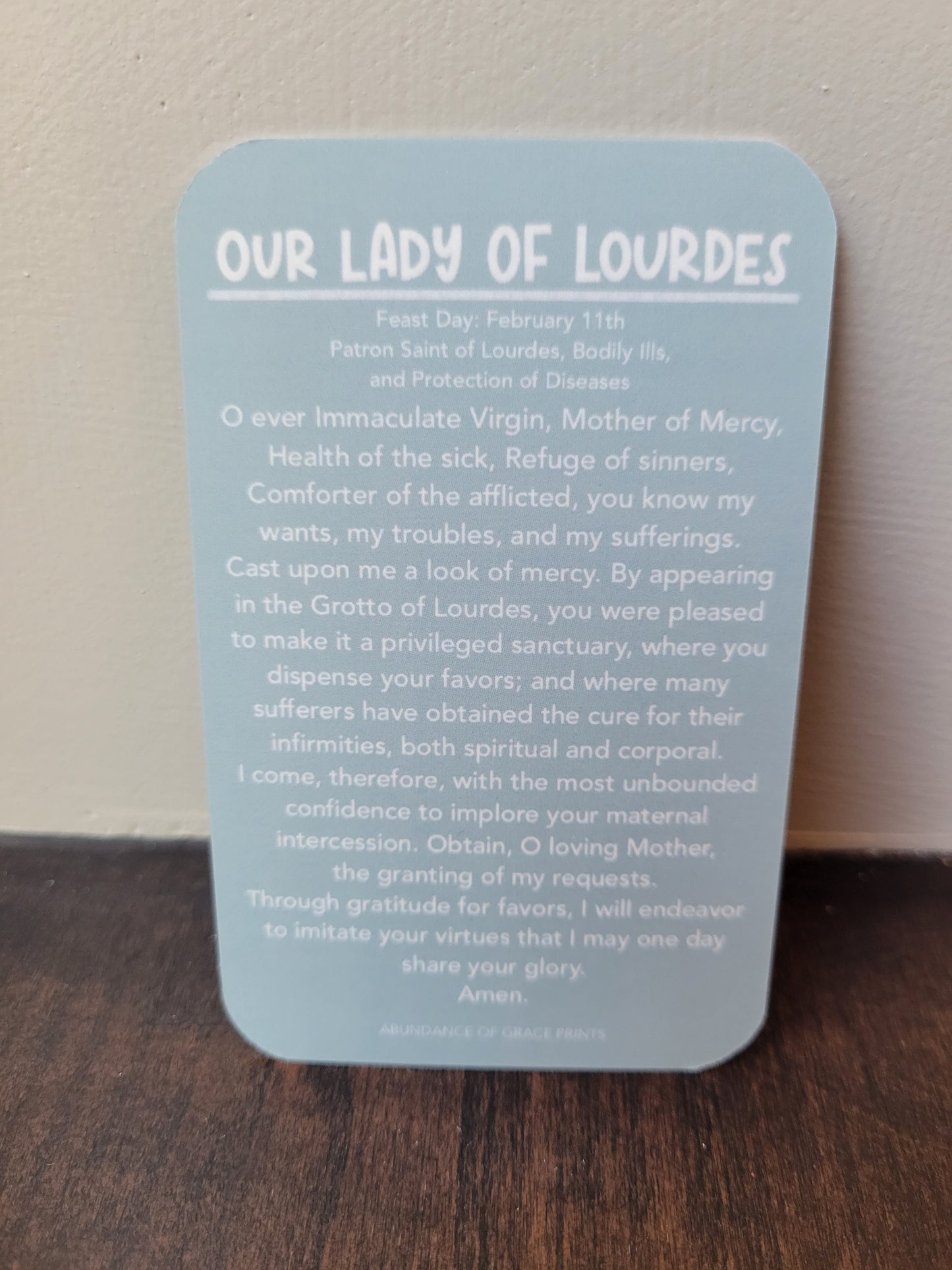 Our Lady of Lourdes Prayer Card