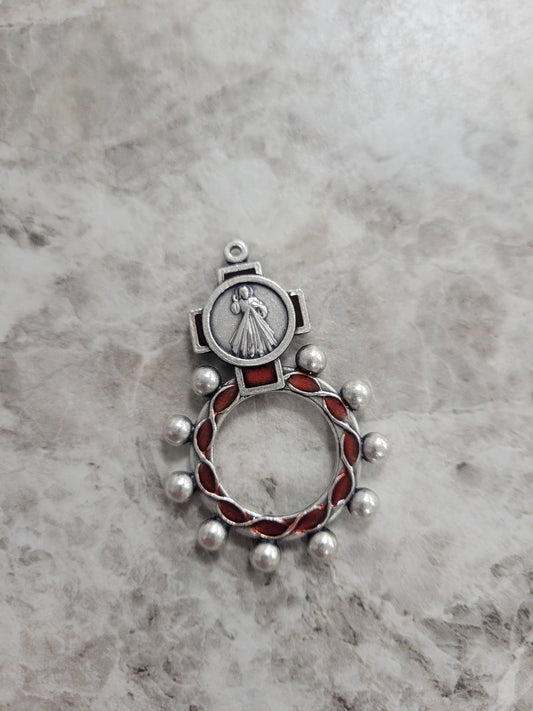 Red Divine Mercy Rosary Ring